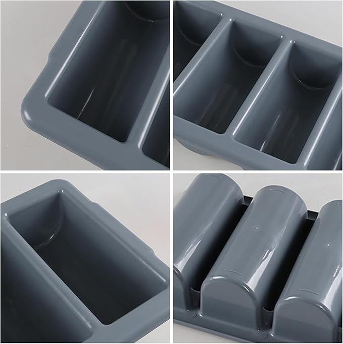 Obstnny 4-Pack Commercial Cutlery Bin, 4-Compartment Plastic Silverware Organizer Trays