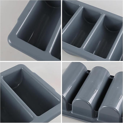 Obstnny 4-Pack Commercial Cutlery Bin, 4-Compartment Plastic Silverware Organizer Trays