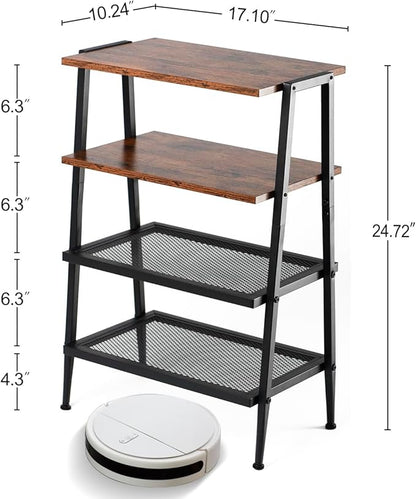 A-Shape Shoe Rack, 4-Tier Heavy-Duty Shoe Organizer with Wooden Top & Mesh Shelves, Space-Saving for Entryway, Bedroom, Hallway(25.28" H, Holds 8 Pairs, Rustic Brown)