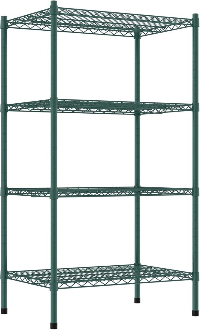 Commercial NSF Listed Green Epoxy Stationary Wire Shelving Kit 21" x 30" x 54", with 4 Shelves Perfect for Warehouse, Walk-in Refrigerator, Freezer, Grocery Store, Restaurant, Dishroom