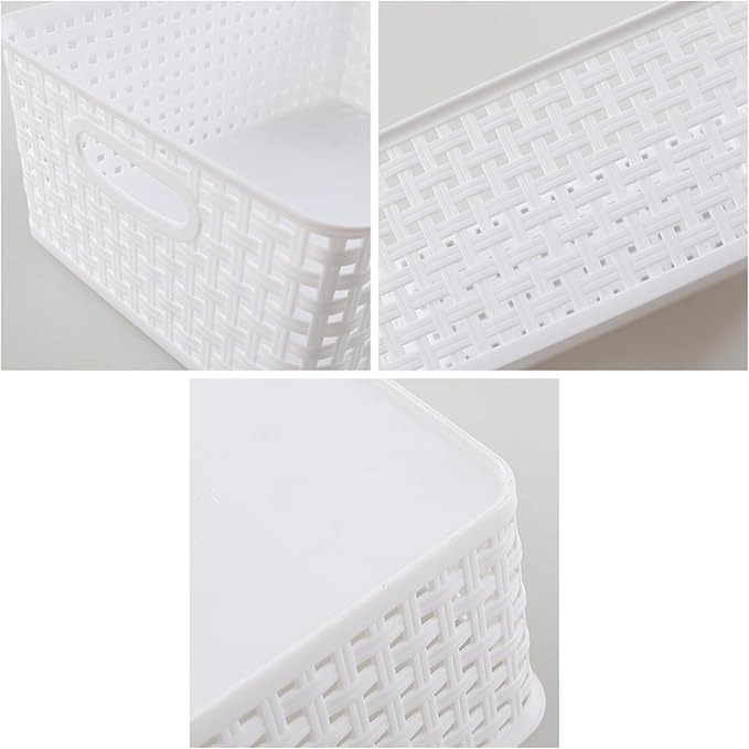 Plastic Storage Baskets for Shelf, 4 Packs