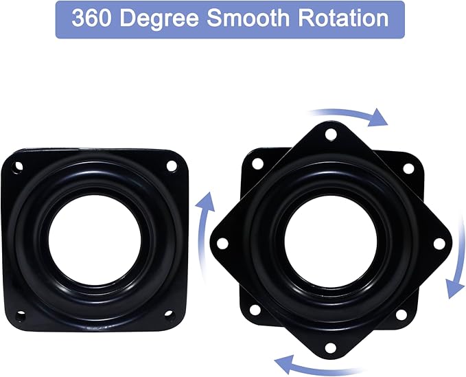 2pcs 3" Square Lazy Susan Turntable Heavy Duty Lazy Susan Hardware, Steel Ball Bearing Rotating Tray Swivel Plate for Dining Table, Stool Chair, Pantry, Organizer (Black)
