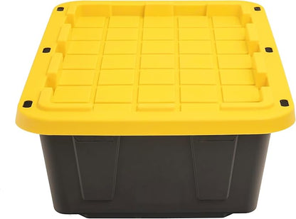 CX BLACK & YELLOW, 15-Gallon Heavy Duty Tough Storage Container & Snap-Tight Lid, (9.5H x 20.6W x 30.6D), Weather-Resistant Design and Stackable Organization Tote [3 Pack]