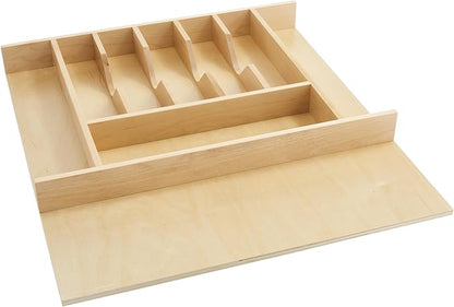 Rev-A-Shelf Trim-to-Custom-Fit Silverware Drawer Organizer for Kitchen Utensil Cutlery Cabinet Storage, Natural Maple Wood 9 Compartment Tray Insert 4WCT-3SH