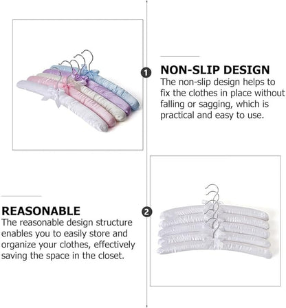 5Pcs Satin Padded Hangers Anti Slip Clothes Hangers Sweater Hangers Dress Shirt Hanger for Wedding Dresses Hangers Party Favors