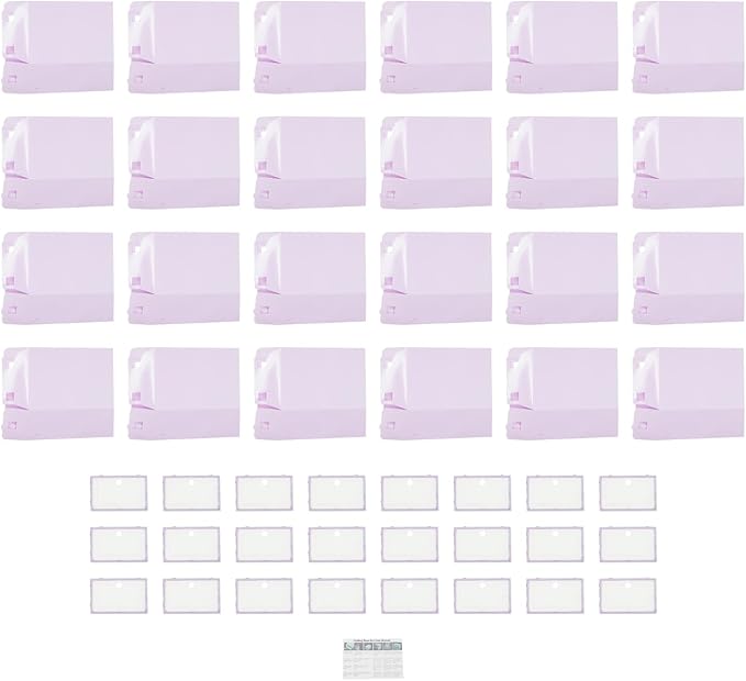 24 Pack Stackable Shoe Boxes with Clear Lids - Foldable Shoe Storage Organizer for Closet Cabinet, Color Options for Sneakers Flats Home Organization (Purple)