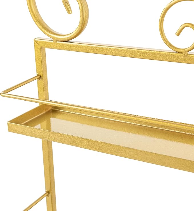 5 Tiers Wall-Mounted Nail Polish Storage Racks Metal Nail Polish Holder Cosmetic Display Case Lipstick Perfume Wall-Mounted Shelf for Home Spa Nail Salon Shop