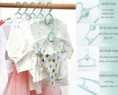 JSF Baby Hangers,20 Pack Baby Clothes Hangers for Closet Kids,Save Space Plastic Hangers Toddler Infant Nursery Child Small Children(Green)