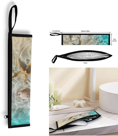 COEQINE Starfish Utensil Holder For Kitchen Travel Portable Cutlery Pouch Metal Straws Case With Handles Portable Small Storage Bag for Fork Spoon Knife Organizer Holder for Pcnic Outdoor