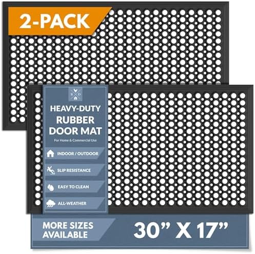 Barnyard Designs Heavy Duty Rubber Drainage Door Mat (17" x 30", 2-Pack) by BarnyardDesigns