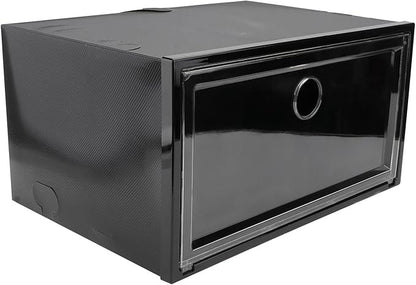 Dustproof Plastic Shoe Storage Box with Side-opening Door, Large Capacity 34x18x25cm Organizer for Sneakers and Boots, Stackable Shoe Container for Home Closet