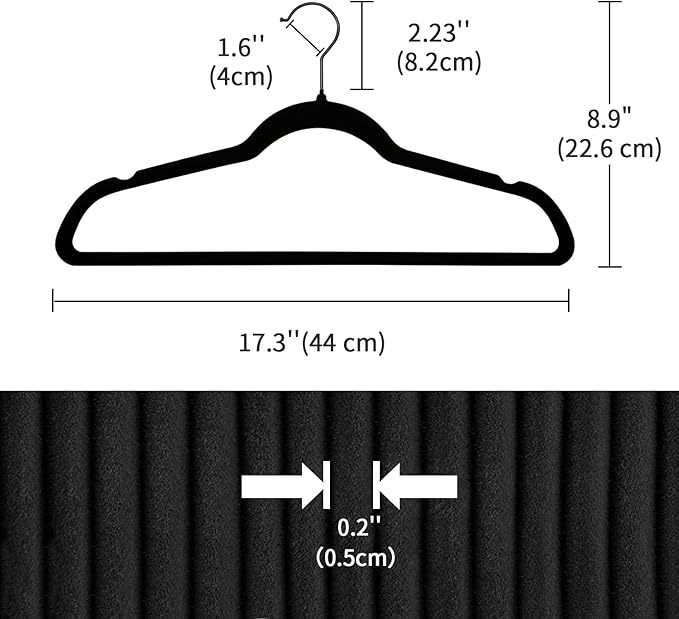 ManGotree Black Velvet Coat Hangers with 360° Swivel Black Hook, Non-Slip Felt Suit Hangers, Slim Space Saving Clothes Hanger for Jacket, Sweater, Shirt, Dress, Pants (22 Pack)