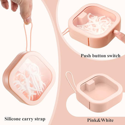 Kathfly 4 Pcs Pink Hair Tie Organizer Portable Hair Accessory Storage Containers Stackable Tie Bobby Pin Holder Home Cotton Swab Dispenser Accessories Jewelry Organizer Box