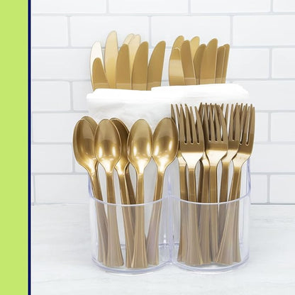 Lillian Tablesettings Cutlery Caddy Organizer 5 Compartment - Silverware Organizer & Napkin Holder - Clear, 6 Pack