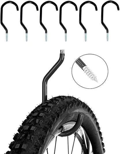 Bicycle Rack Wall Hook Wall Mount Tool Holder U-Hooks for Home Organizer Garden Tools Shovels Rake Stroller Ladder 6 Pack