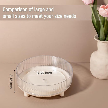 Anyoifax 360 Rotating Makeup Organizer Perfume Tray Skincare Holder Spinning Cosmetic Storage Bathroom Countertop Organizer Lazy Susan Turntable for Dresser, Vanity, Kitchen, Small Beige