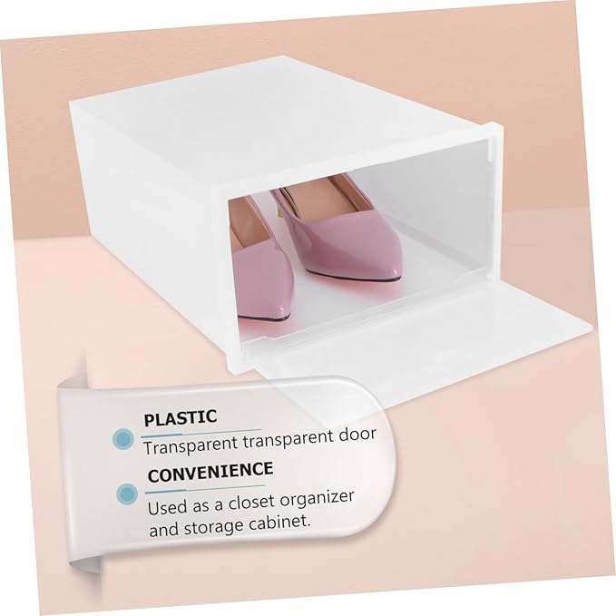 6pcs Stackable Transparent Shoe Storage Boxes Plastic Organizer for Shoes Large White Closets Entryways and Bedrooms