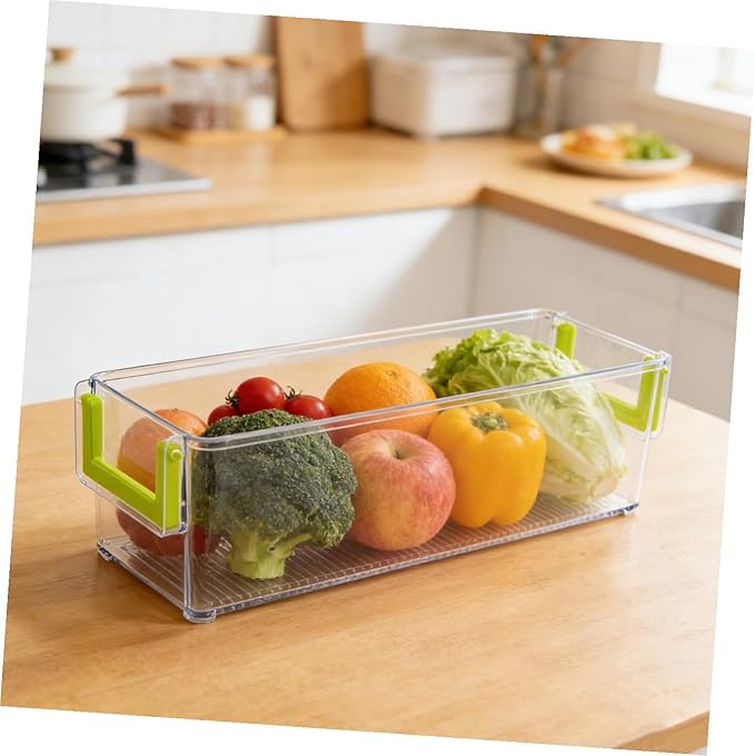 Unomor Organizer Collapsible Storage Bins under Sink Organizer Stackable Storage Bins Lids Fridge Kitchen Box Material Easy Organization