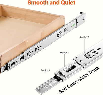 VEVOR Pull Out Cabinet Organizer, 14"W x 21"D Cabinet Drawer, Soft Close Slide out Shelf, Heavy-Duty Sliding Wood Drawer, Bottom Mount Size（14.5"W x 23"D）and Side Mount Size（15"W x 23"D）