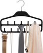 Belt Hanger, Tie Rack for Closet, Sturdy Belt Organizer with 360 Degree Swivel, 11 Large Sturdy Belt Hooks, Non Slip Rubberized Belt Rack, Black