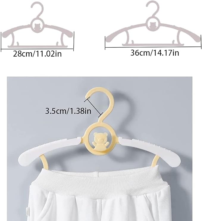 HGYZE Baby Nursery Closet Hangers, Ultra-Thin Non-Slip and Extendable Laundry Infant Pant Hanger for Newborn Clothes -20pcs Yellow Gift- Adjustable Children Coat Hanger for Girl Boy Toddler Kids Child