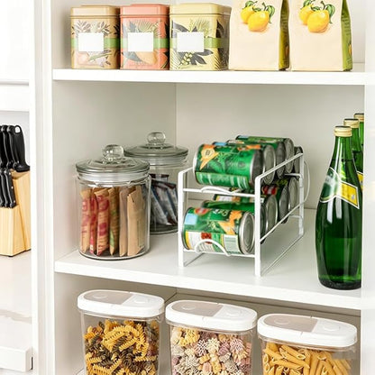 Beverage Dispenser Stand 2 Tier Cans Rack White Countertop Organizer for Party Water Juice