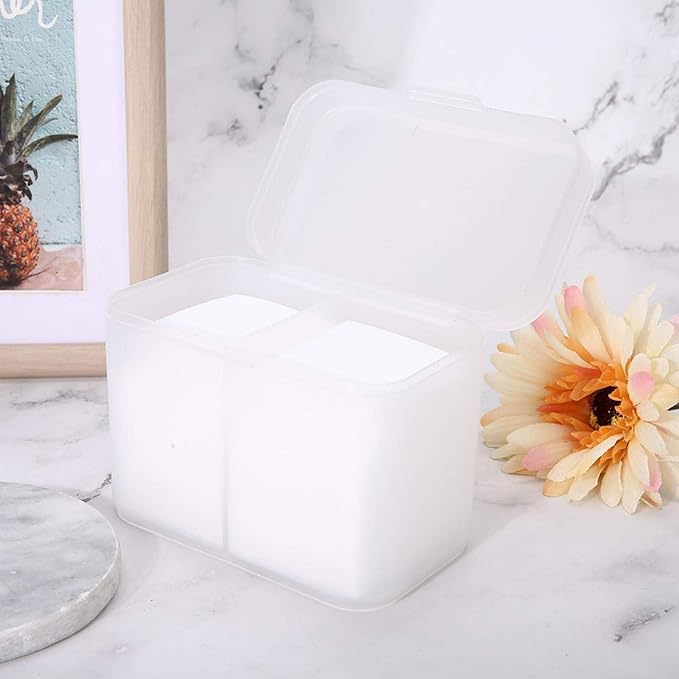 2-Grid Nail Storage Box, Transparent Cosmetic Organizer for Nail Polish, Remover Pads, Cotton & Crafts, Multi-Purpose Storage Container for Tools and Accessories