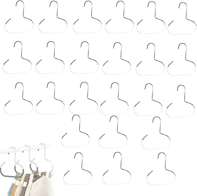 Durable Steel Hangers: Maximize Closet Space with Versatile Storage, Stainless Steel Hat Hangers for Closet, Hat Rack Hats Holder for Baseball Caps, Scarf and Hats Organizer (White,24 PCS)