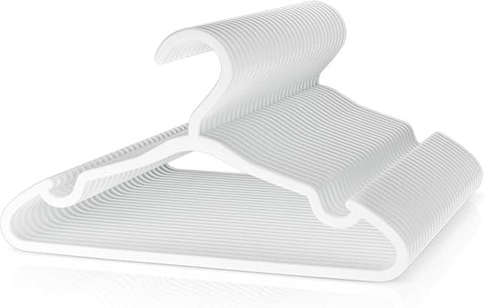 VILICK Plastic Kids Hangers - 30 Pack Non-Slip Baby Clothes Hangers for Closet, Toddler & Newborn Clothing Pants, Skirts, Coats (White)