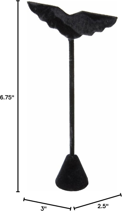 Plymor Black Velvet Wing Shaped, Three Pair Earring Display Stand, 3" W x 1.25" D x 6.75" H (Pack of 6)