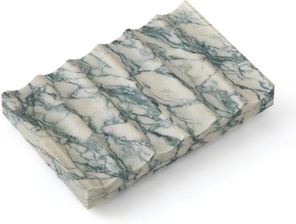 Real Luxurious Natural Marble Soap Dish for Shower,soap Dish for Bathroom,Non-Ceramic/Non-Resin Stone soap Tray（Cyan Green）