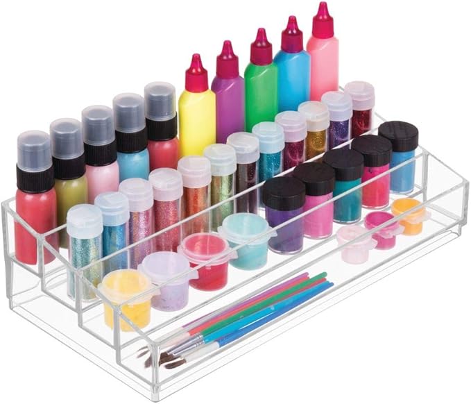 iDesign Tiered Cosmetics & Nail Polish Organizer, The Clarity Collection – 12.75 IN X 6.5IN X 3.75 IN, Clear (Pack of 4)