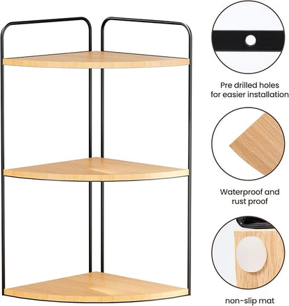 Forest Angle Bathroom Counter Organizer,Countertop Organizer,Vanity Organizers,Bathroom Storage,Bathroom Sink Caddy,Counter Shelf,Corner Counter,Corner Shelves(Black-Burlywood)