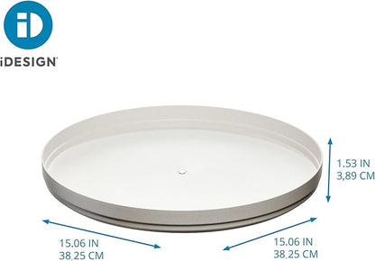 iDesign Recycled Plastic Lazy Susan Turntable Organizer, The Rosanna Pansino Collection – 14.9” L x 14.85” W x 1.6” H, Coconut (Pack of 2)