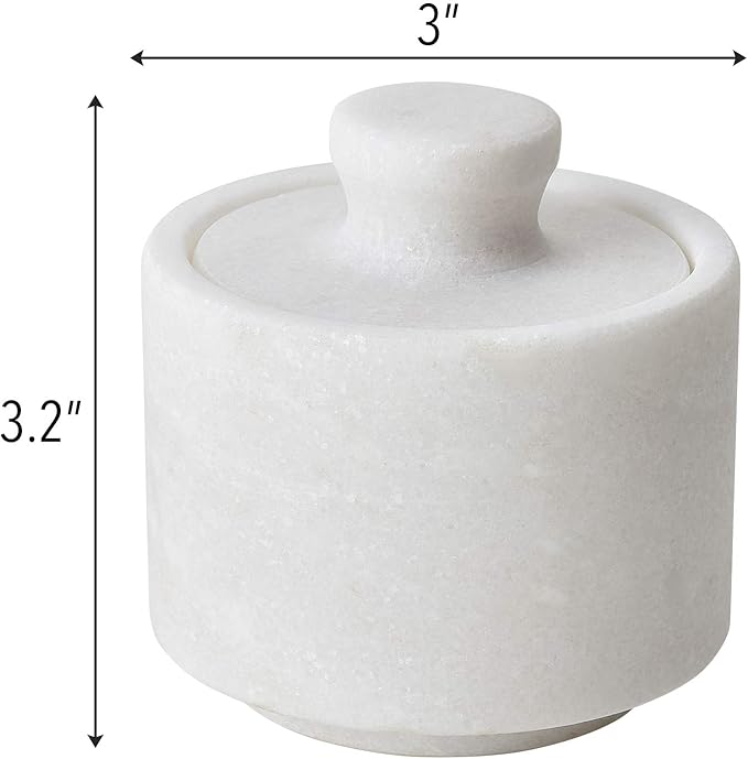 White Marble Salt Cellar Keeper With Lid
