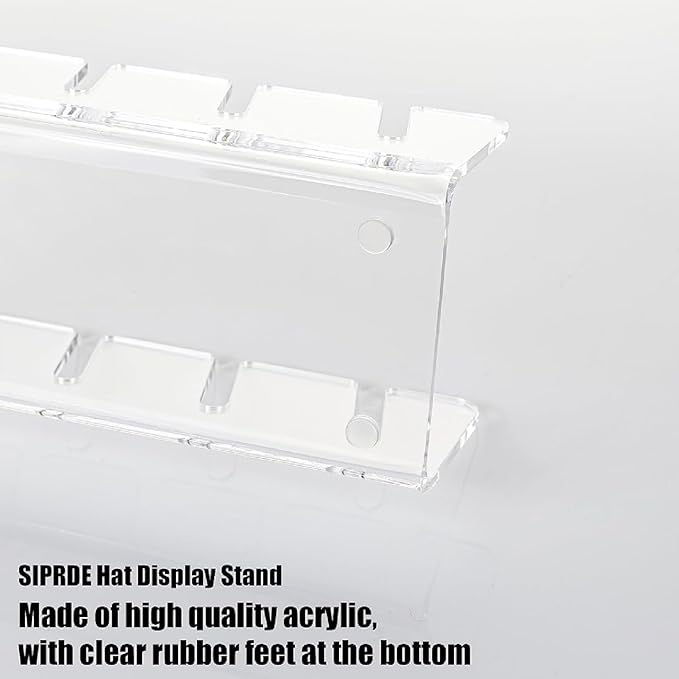 APLUSH 2024 New Hat Stand for Baseball Caps Display and Organizer, 2Pcs No Install Acrylic Hat Holder for 14 Baseball Caps for Office,Bedroom, Closet, Dresser,Clear