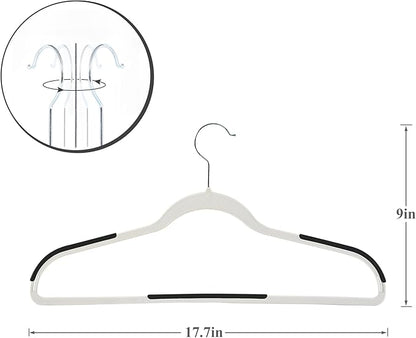 VECELO Non-Slip Clothes Hangers, 25 Pack Heavy Duty Plastic Hangers with 360° Rotating Metal Hook, Space Saving Wardrobe Organizer for Shirts, Coats, Pants, Dresses