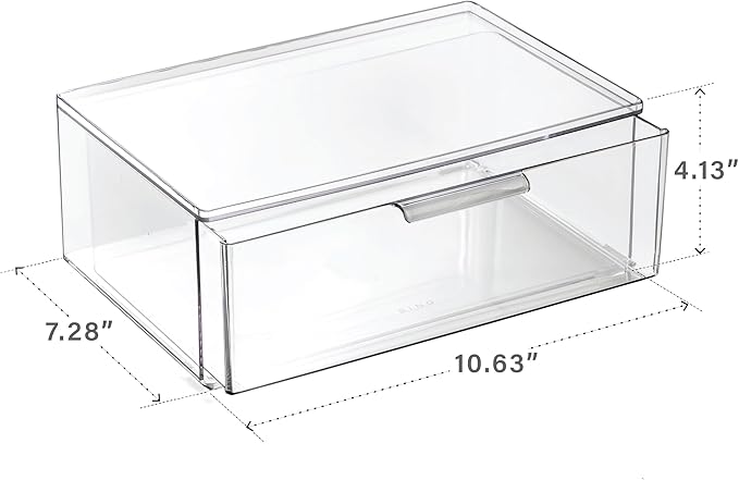 BINO | Clear Stackable Storage Drawers, Large | Clear Storage Drawers with Built-In Handles | Durable Plastic Organizer Drawer | Modular Stackable Drawer Acrylic Organizer