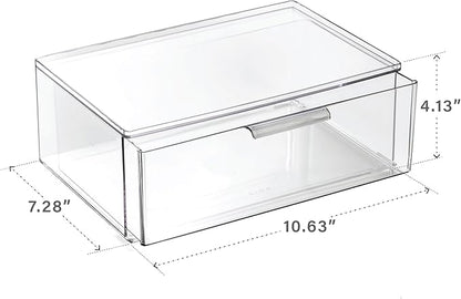 BINO | Clear Stackable Storage Drawers, Large | Clear Storage Drawers with Built-In Handles | Durable Plastic Organizer Drawer | Modular Stackable Drawer Acrylic Organizer