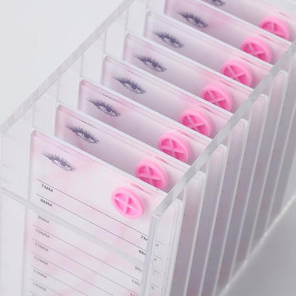 Acrylic Transparent Eyelash Storage Box, 8 Layers False Eyelashes Glue Pallet Holder Display Grafting Eye lashes Extension Close-Packed Display with 8 Pallets Clear Makeup Organizer (Marble Pink)