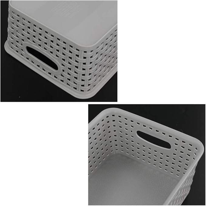 6-pack Grey Woven Plastic Storage Baskets, Organizing Bins
