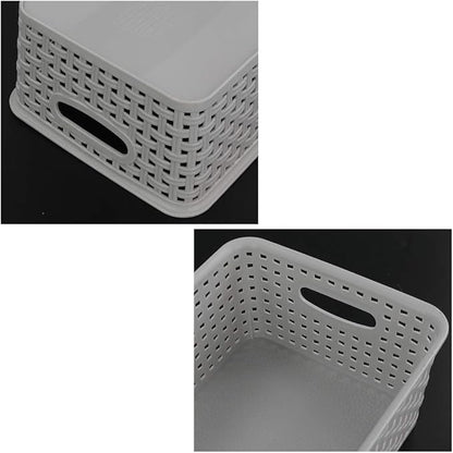 6-pack Grey Woven Plastic Storage Baskets, Organizing Bins