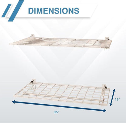 HyLoft 2-Pack Heavy Duty Steel Wall Garage Shelving, 36 in. x 18 in. Adjustable, Includes Hanging Rod, Max Shelf Load 200 Pounds, Item 777, White Powder Coated Finish