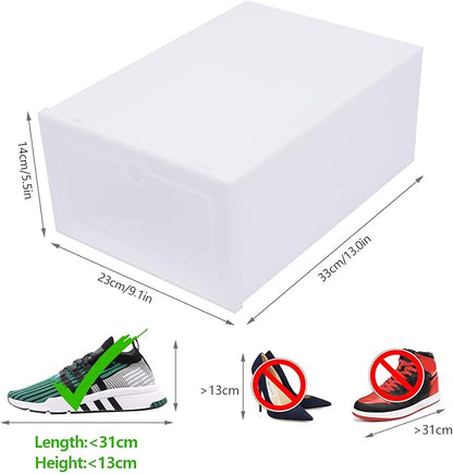 20 PCS Shoe Storage Boxes,Clear Plastic Colorful Shoebox Stackable Shoe Organizer Foldable Display Box Container Closet Shelf Display Case Ventilation