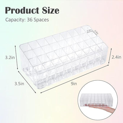 Rollerball Perfume Organizer, Beauty Scent Holder, 36 Space Clear Acrylic Perfume Organizer Refillable Container Tall Scented Oil Storage Display Case, Makeup Lipgloss Lipstick Display Case