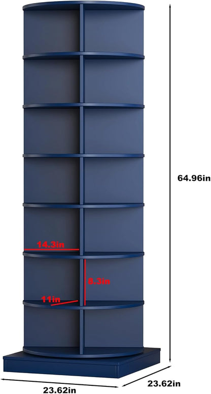 Rotating Shoe Rack, 7-Tiers Storage Shoe Rack Tower, Free Standing 360°Shoe Storage Organizer for Entryway Living Room Hallway (Navy Blue, 7-Tiers)