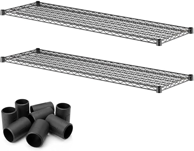 2 Pack Black Additional Wire Shelf for 18" x 60" Shelving Units, Replacement Shelves for Wire Rack