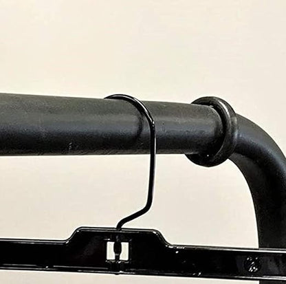 NAHANCO 8600PCBH Shiny Plastic Skirt/Pant Hanger with Black Metal Hook and Plastic Pinch Clips, Heavy Weight, 14”, High Gloss Black (Pack of 100)