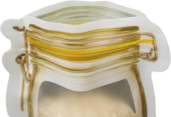 Mason Jar Bags Yellow, 40 Pcs Reusable Airtight Seal Food Storage Bags Leak-Proof Saver Bags for Travel Camping, 8 OZ