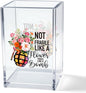 Not Fragile Like a Flower Fragile Like a Bomb Acrylic Cosmetic Pencil Pen Holder Cup, Floral Funny Desk Organizer for Home Office Decor, Feminist RBG Gifts, Strong Women Power Gifts for Girls